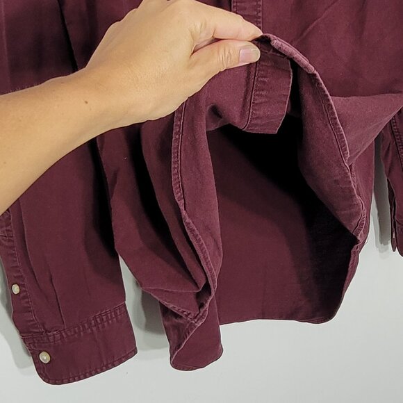 GAP Mens Burgundy Cotton Blend Standard Fit Stretch Button Down Shirt Pocket L - Picture 7 of 12